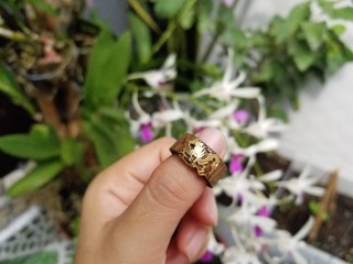 Nhẫn rồng trầm hương tự nhiên vàng 18K